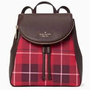 New without tags Kate Spade New York LEILA PLAID MEDIUM FLAP BACKPACK